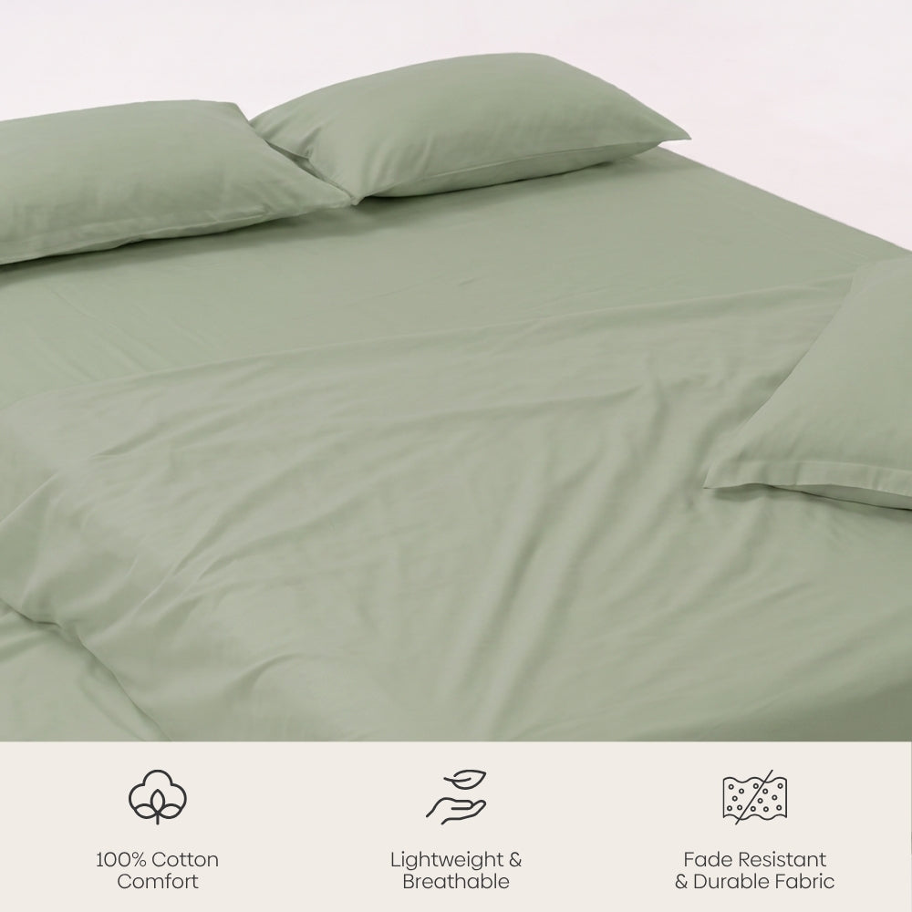 Hisui 100% Cotton Solid Double Bedsheet, 186TC