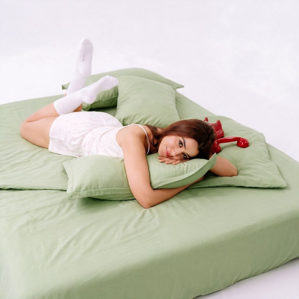 Hisui 100% Cotton Solid Double Bedsheet, 186TC