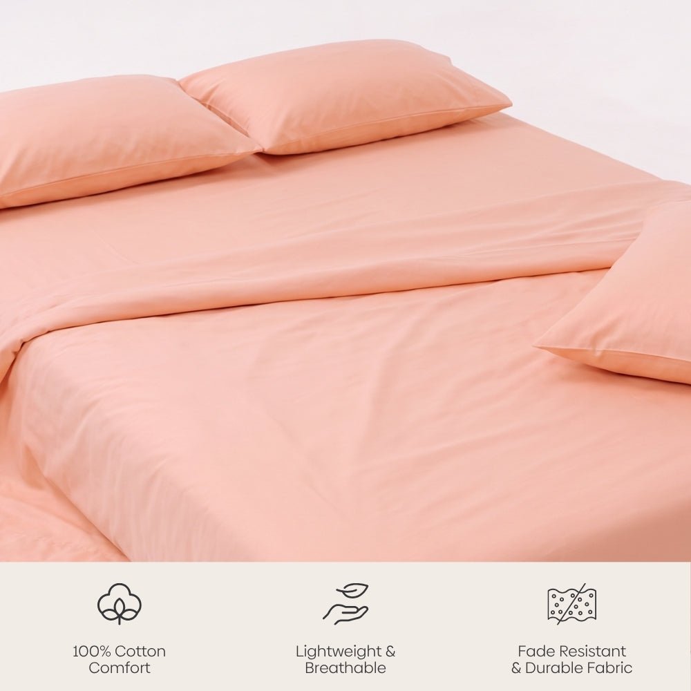 Tokiiro 100% Cotton Solid King Size Bedsheet, 186 TC - Solid Bedsheets | haus & kinder
