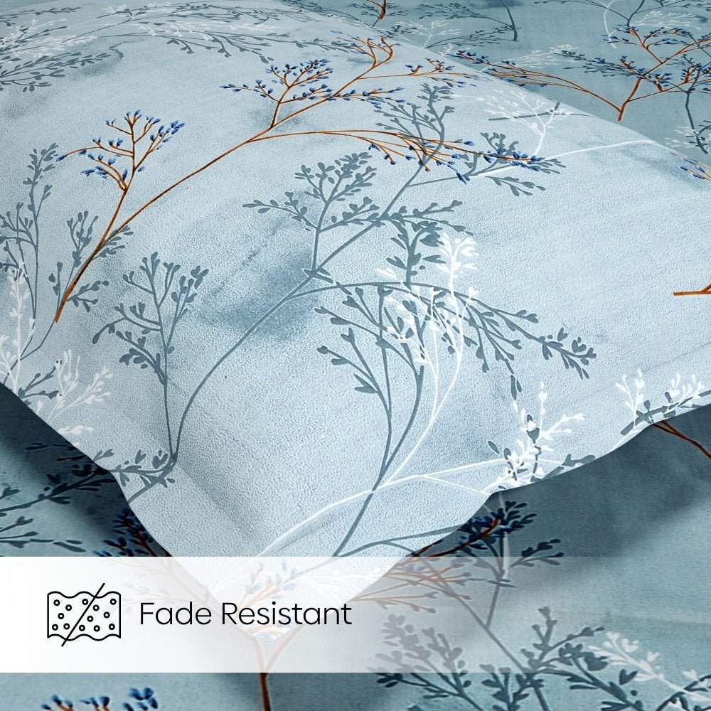 Serene Branch Green 100% Cotton Double Bedsheet, 144 TC - Double Size | haus & kinder