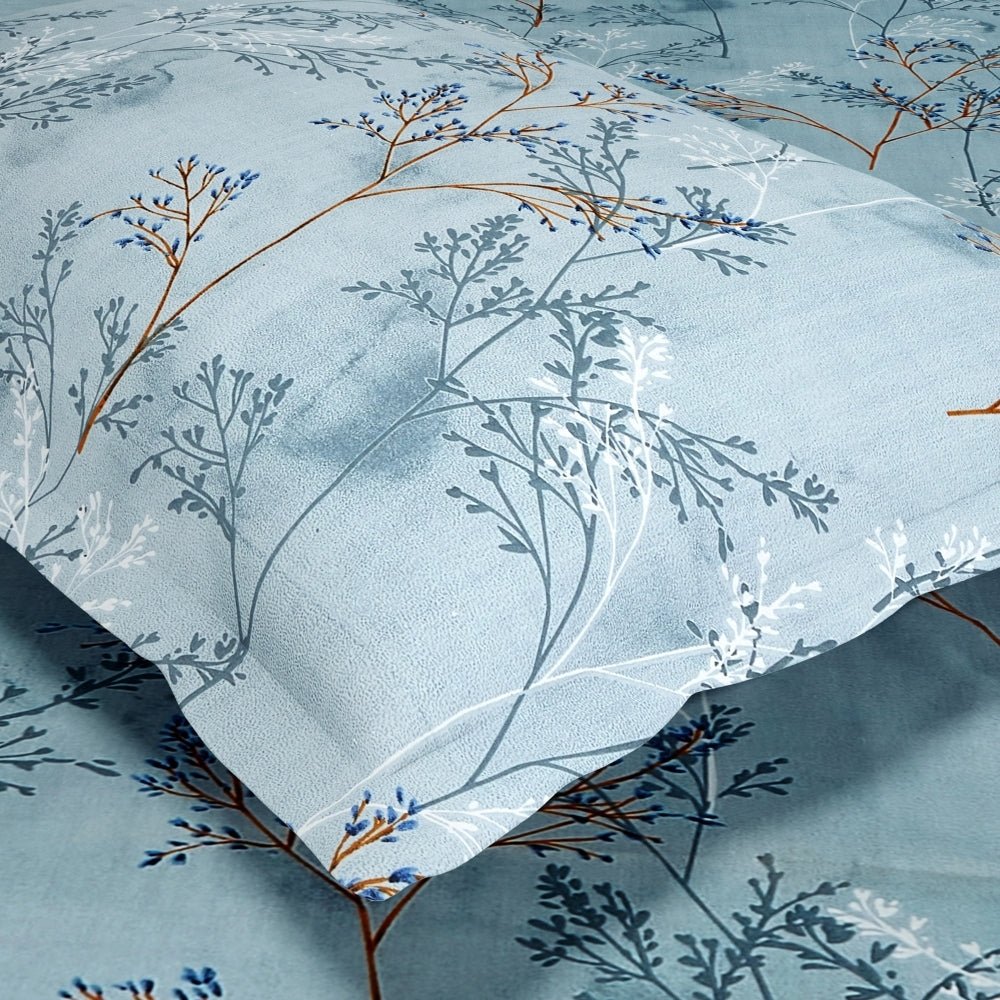 Serene Branch Green 100% Cotton Double Bedsheet, 144 TC - Double Size | haus & kinder