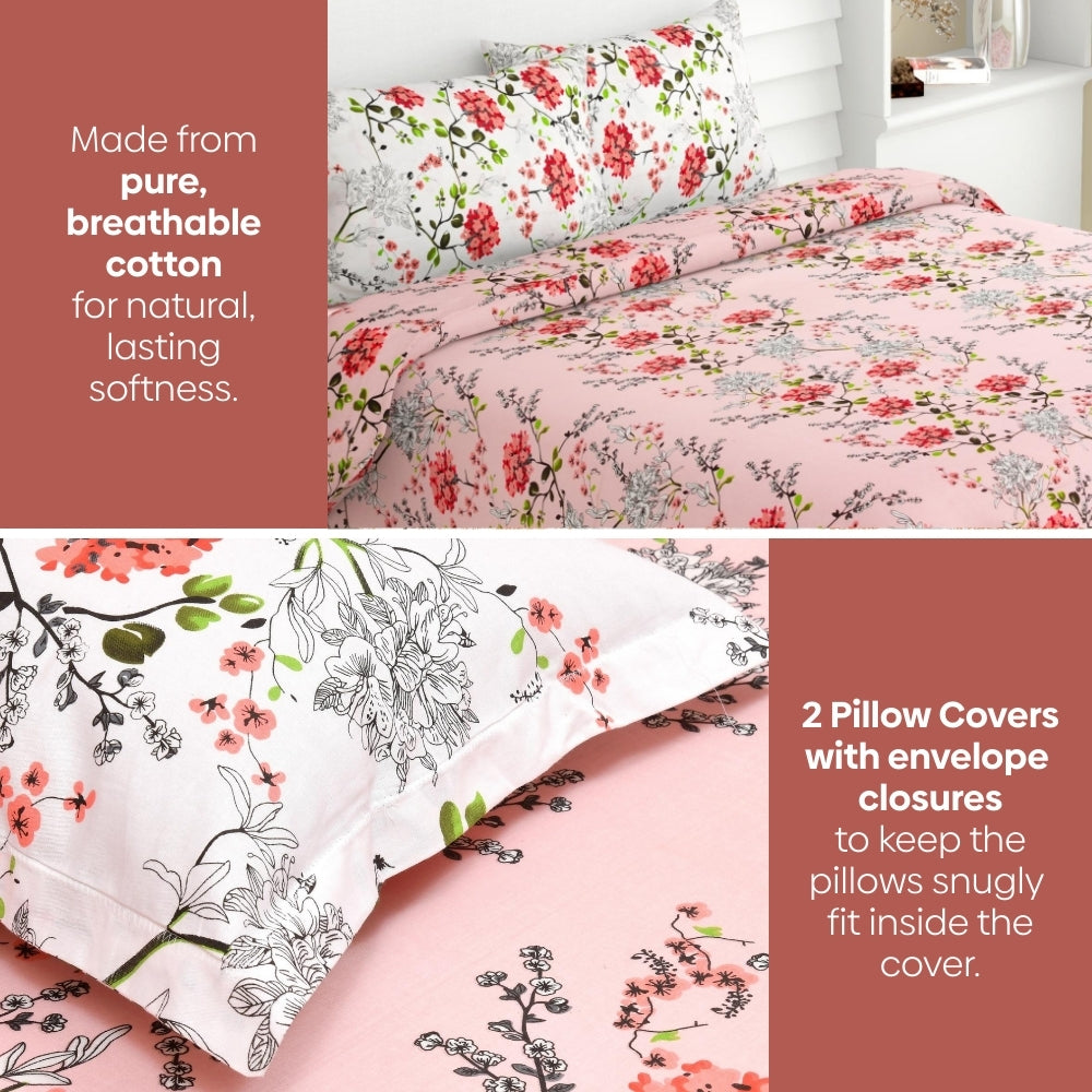 Victorian Summer Dream, 100% Cotton Double Size Bedsheet, 186 TC