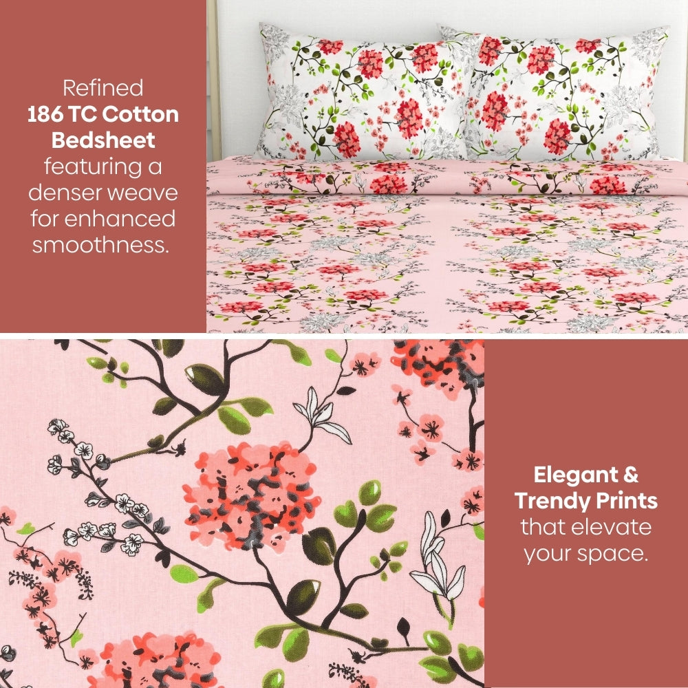 Victorian Summer Dream, 100% Cotton Double Size Bedsheet, 186 TC