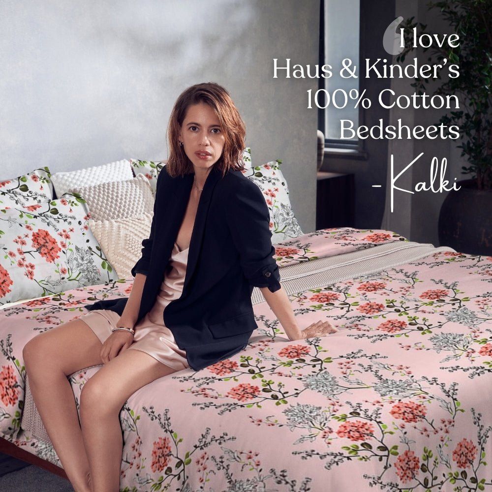 Victorian Summer Dream, 100% Cotton Double Size Bedsheet, 186 TC - Bedsheets | haus & kinder