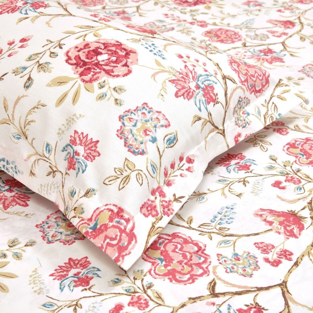 Modern Heritage 100% Cotton King Size Bedsheet, 186 TC, Red - Bedsheets | haus & kinder