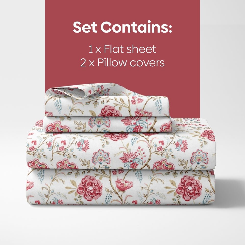 Modern Heritage 100% Cotton King Size Bedsheet, 186 TC, Red - Bedsheets | haus & kinder