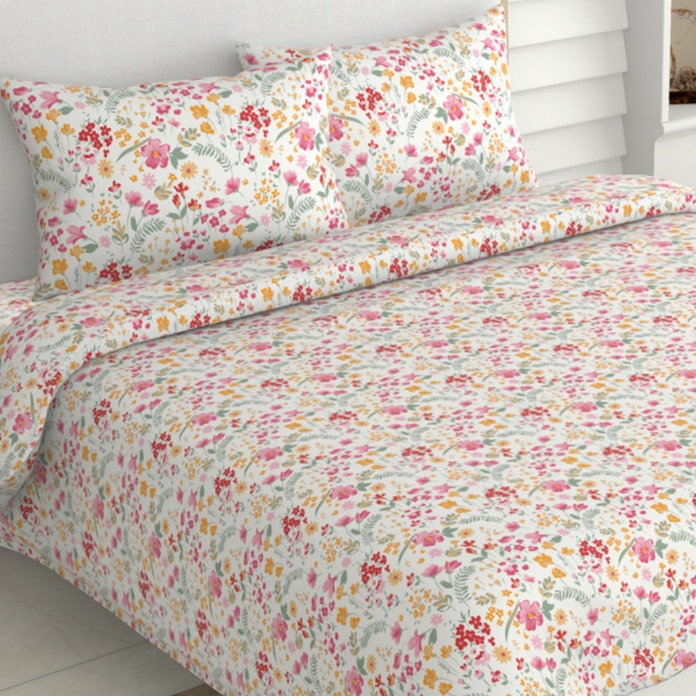Utopia 100% Cotton King Size Bedsheet, 186 TC, Multi