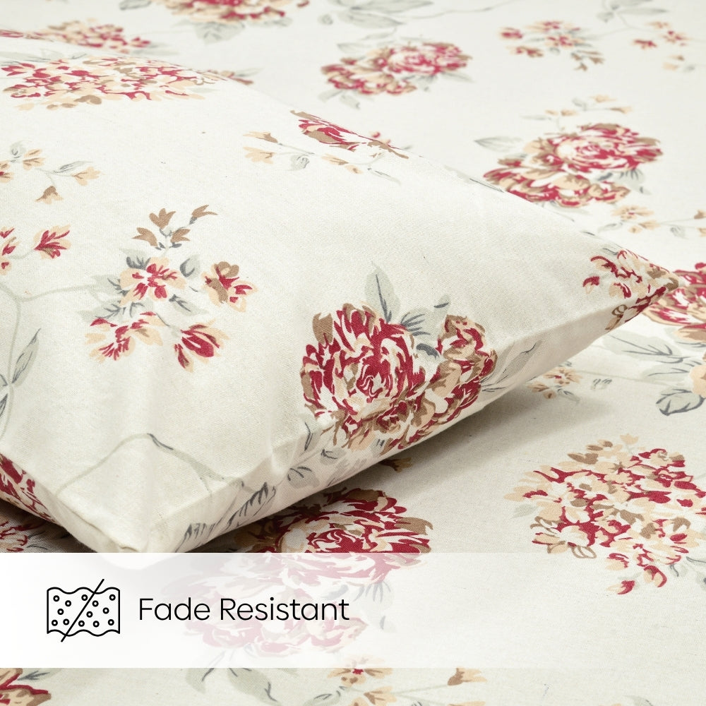 English Rose Reverie Single Flat Size Bedsheet, 186 TC