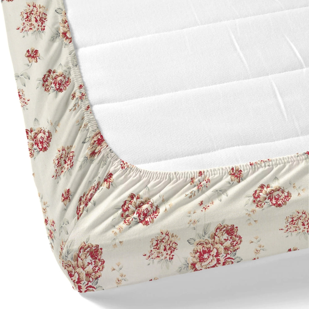 English Rose Reverie Single Fitted Size Bedsheet, 186 TC