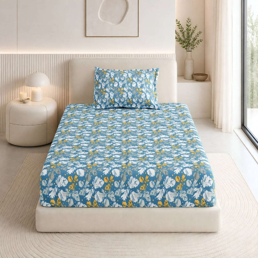 Golden Birch Symphony Single Fitted Size Bedsheet, 186 TC