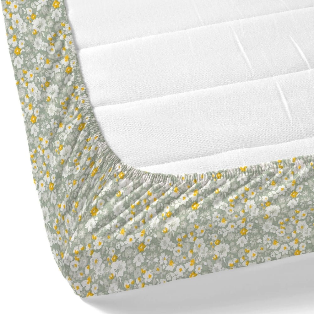 Silver Meadow Bloom Single Fitted Size Bedsheet, 186 TC