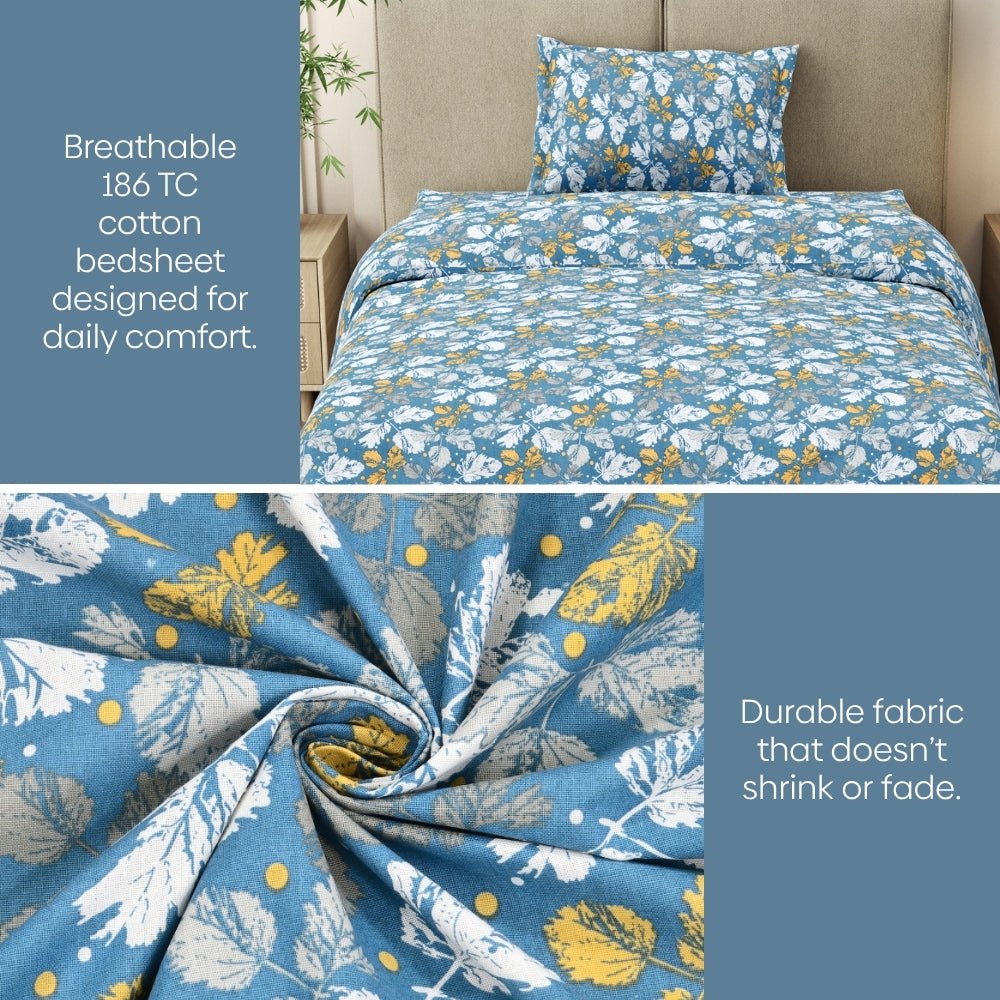 Golden Birch Symphony Single Fitted Size Bedsheet, 186 TC - Single Size | haus & kinder