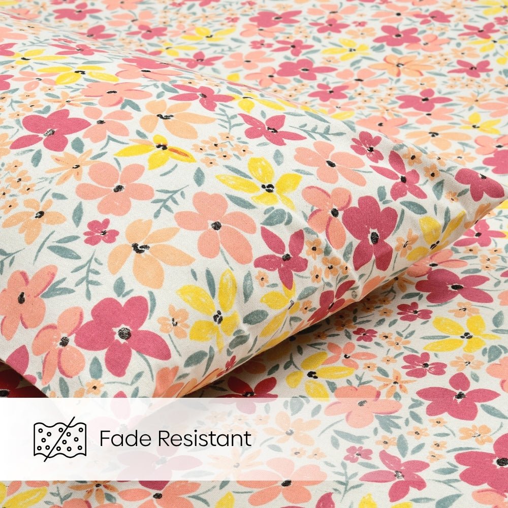 Sunlit Blossom Meadow Single Flat Size Bedsheet, 186 TC - Single Size | haus & kinder