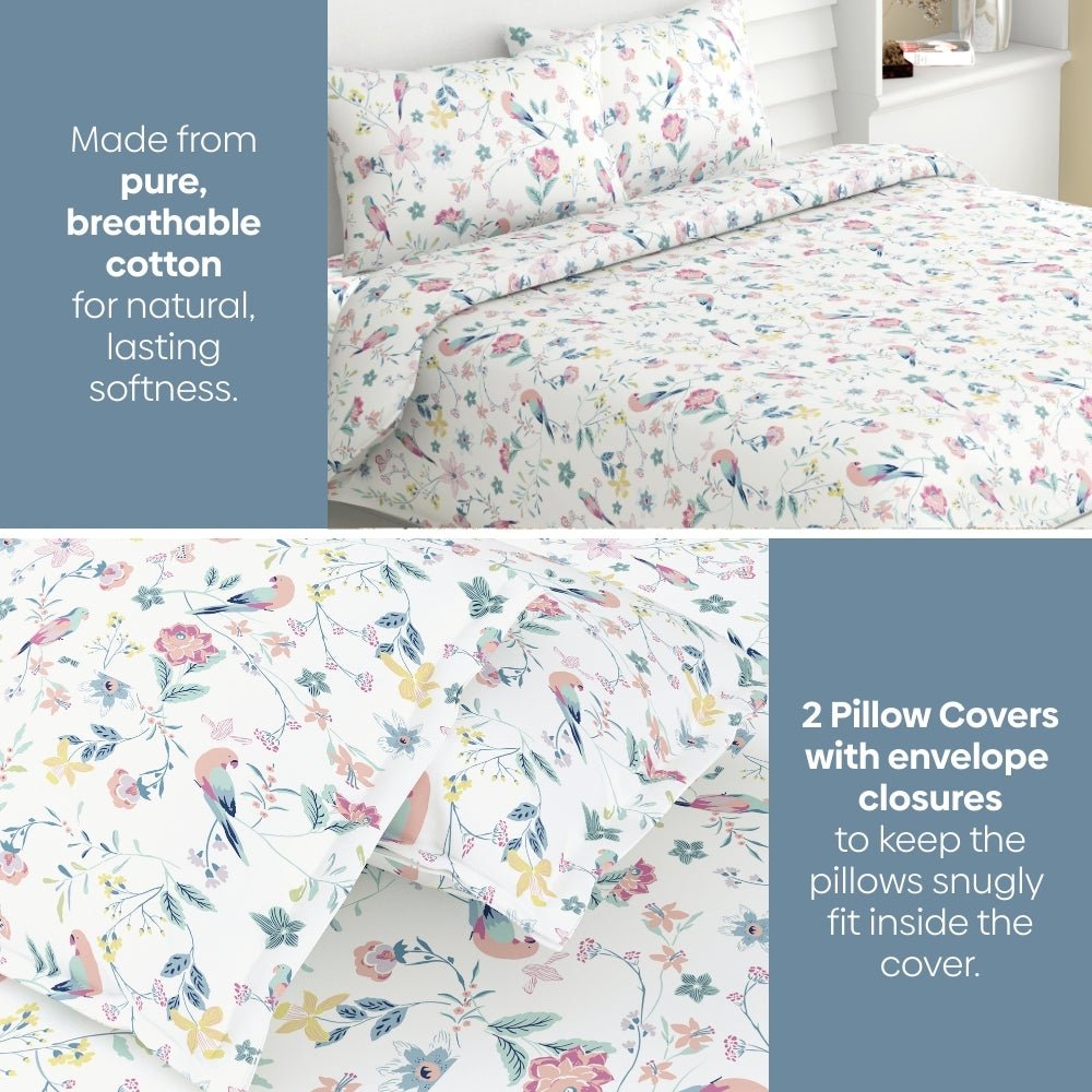Exotic Wings, 100% Cotton King Bedsheet, 186 TC - Bedsheets | haus & kinder