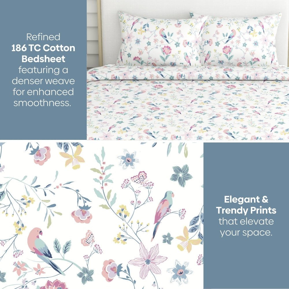 Exotic Wings, 100% Cotton King Bedsheet, 186 TC - Bedsheets | haus & kinder