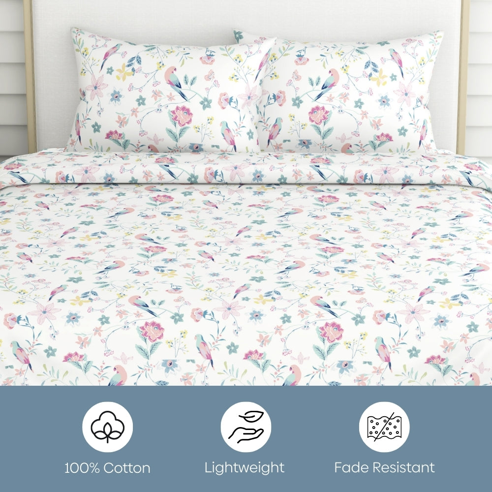 Exotic Wings, 100% Cotton King Bedsheet, 186 TC