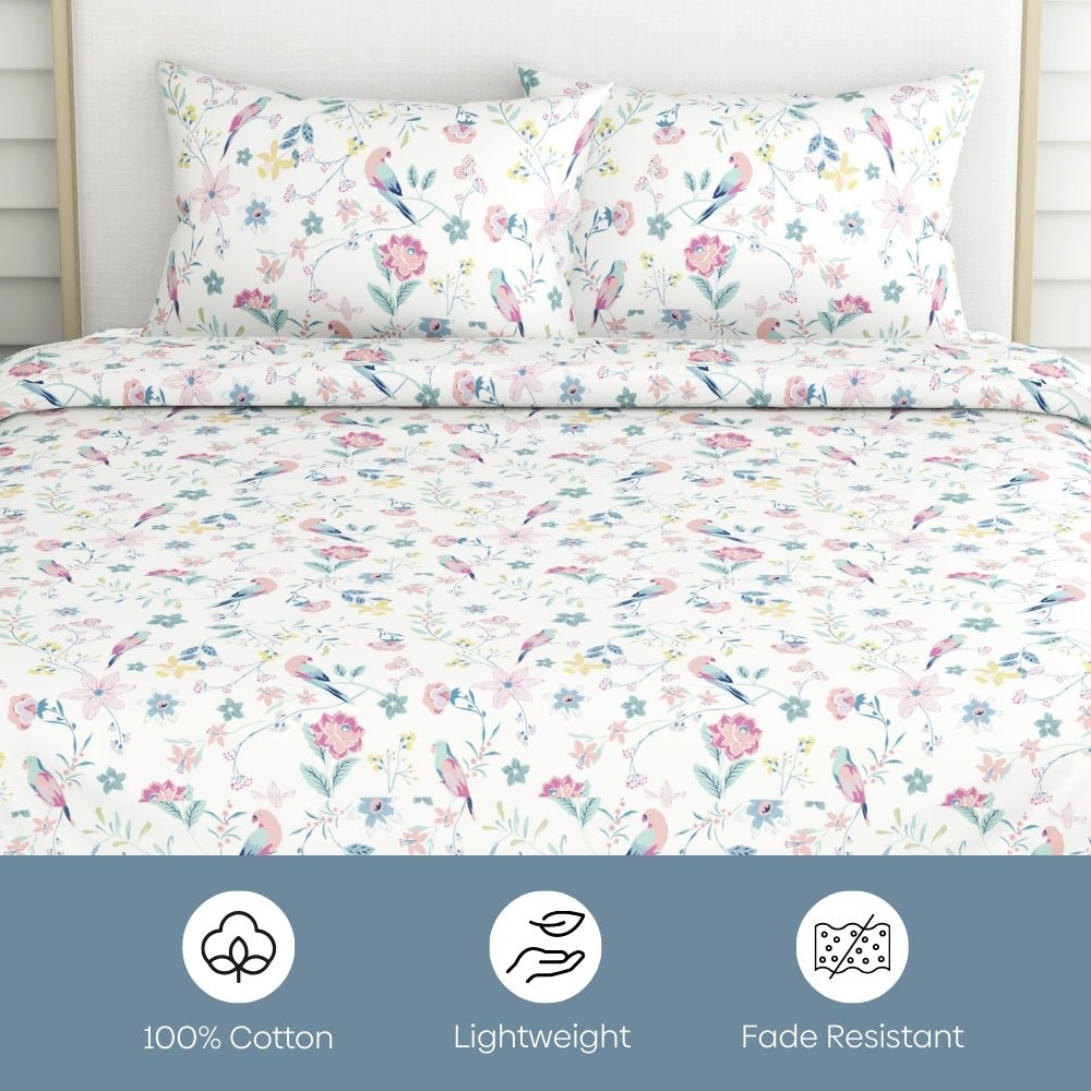Exotic Wings, 100% Cotton King Bedsheet, 186 TC - Bedsheets | haus & kinder