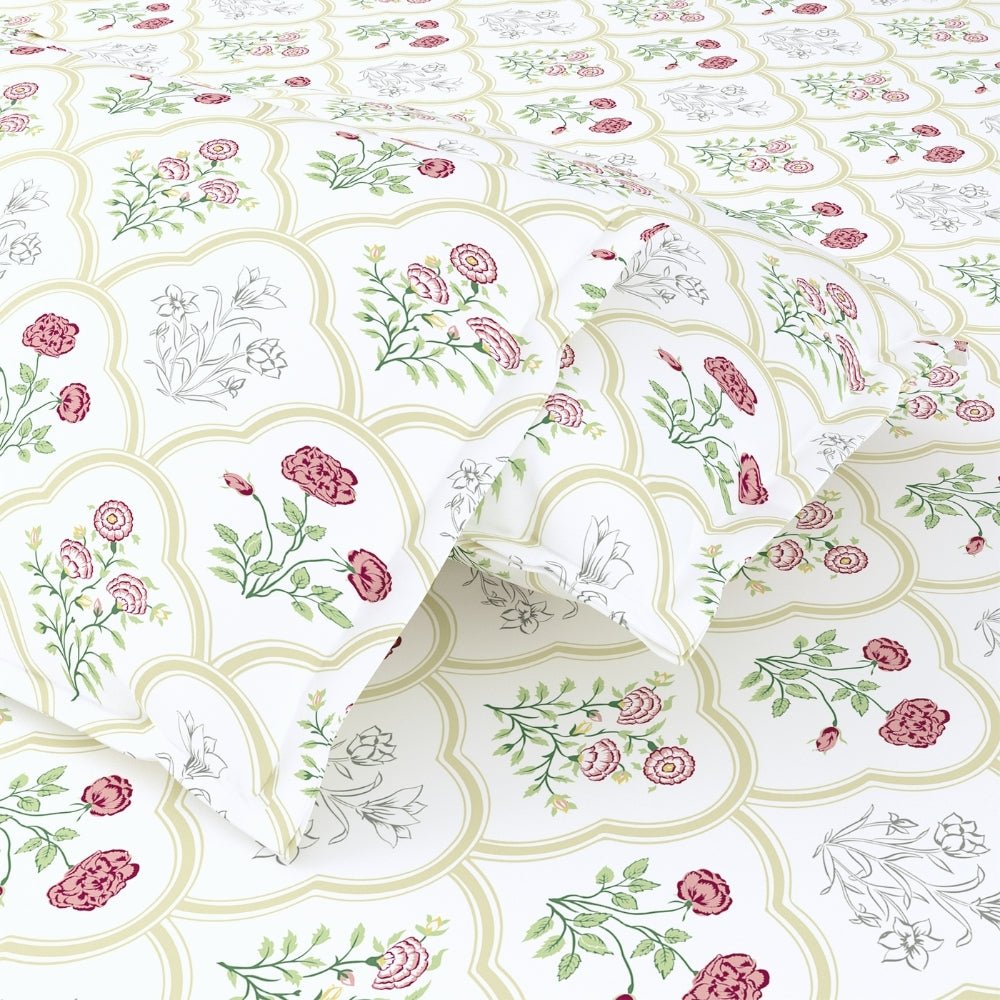 Rose Serenity, 100% Cotton King Size Bedsheet, 186 TC - Bedsheets | haus & kinder