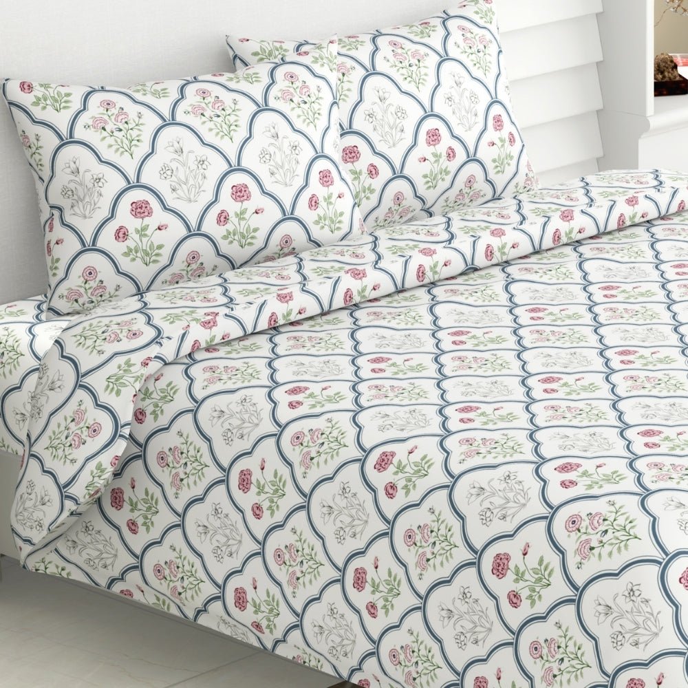 Classic Trells, 100% Cotton King Size Bedsheet, 186 TC - Bedsheets | haus & kinder