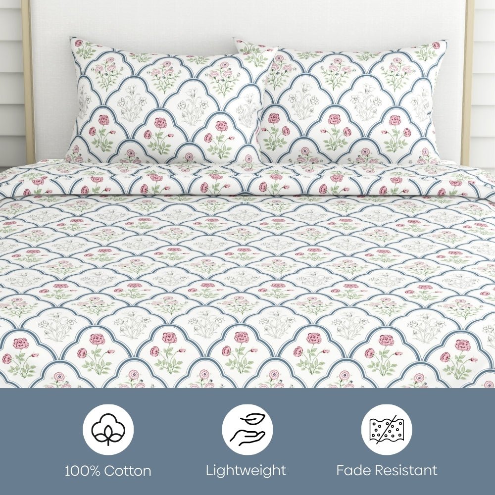 Classic Trells, 100% Cotton King Size Bedsheet, 186 TC - Bedsheets | haus & kinder