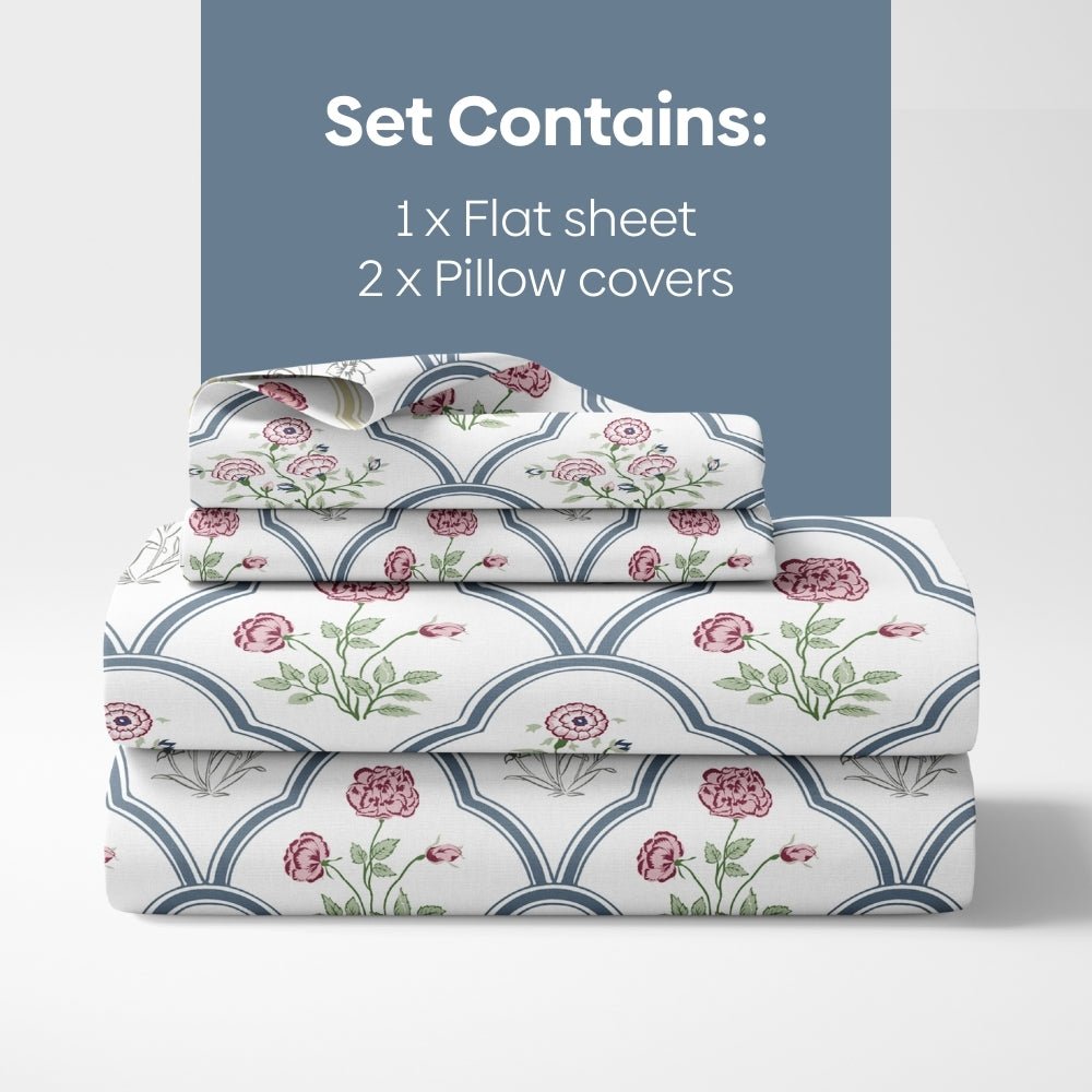 Classic Trells, 100% Cotton King Size Bedsheet, 186 TC - Bedsheets | haus & kinder