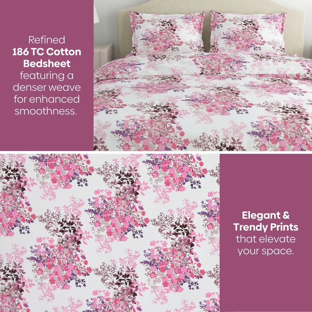 Greek Garden Romance 100% Cotton Double Bedsheet, 186 TC