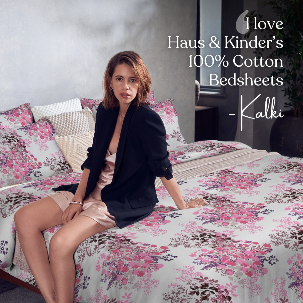 Greek Garden Romance 100% Cotton Double Bedsheet, 186 TC