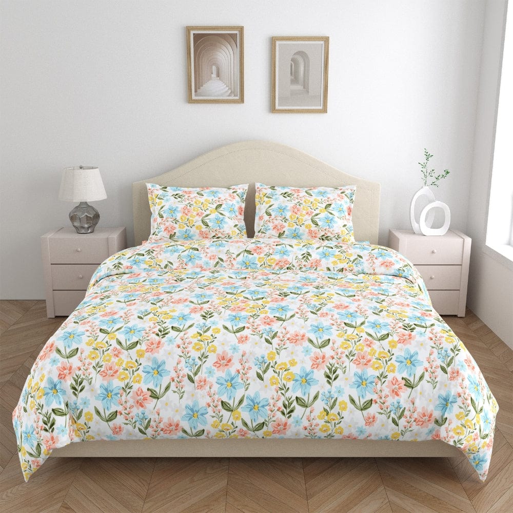 Chateau Luxe All-Season Double Microfiber Bedsheet- White, Blue