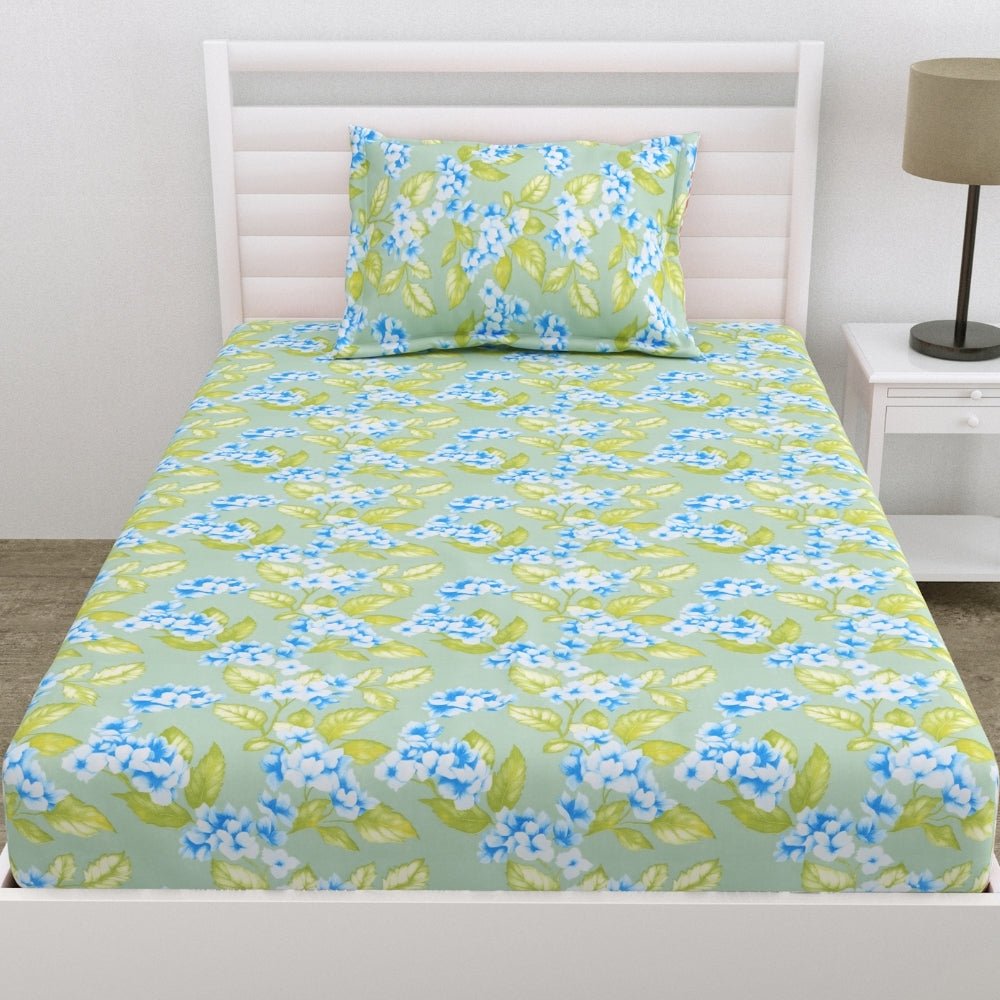 Blush Jubilee Ultra Soft Single Flat Microfiber Bedsheet, Blue-Green - Bedsheets | haus & kinder