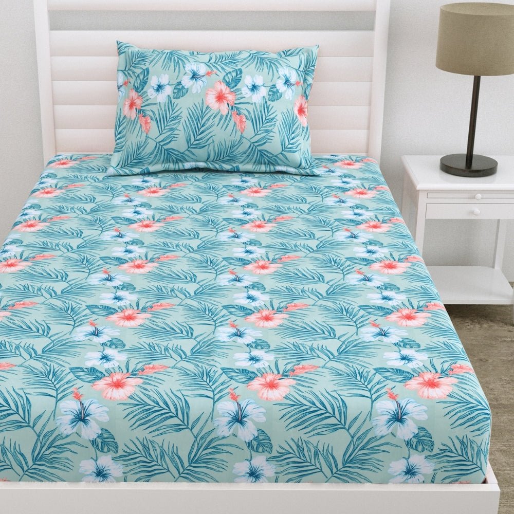Celestial Garden Ultra Soft Single Flat Microfiber Bedsheet, Blue - Bedsheets | haus & kinder