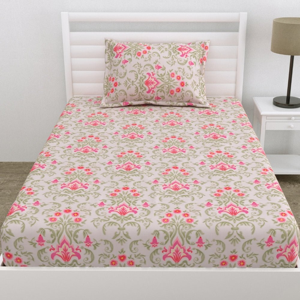 Flora Fantasia Ultra Soft Single Flat Microfiber Bedsheet, Pink - Bedsheets | haus & kinder