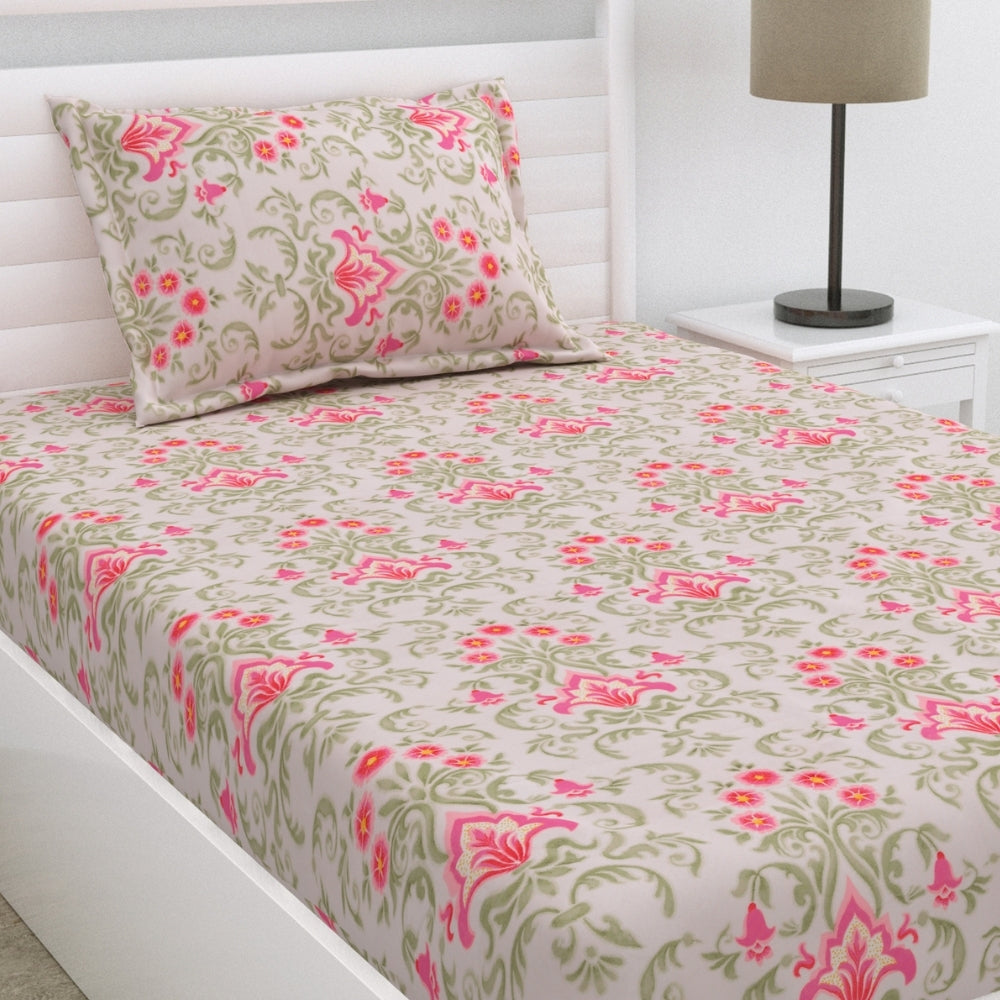 Flora Fantasia Ultra Soft Single Flat Microfiber Bedsheet, Pink