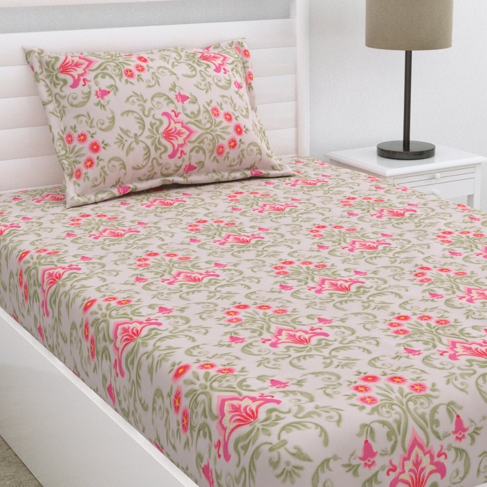 Flora Fantasia Ultra Soft Single Flat Microfiber Bedsheet, Pink - Bedsheets | haus & kinder