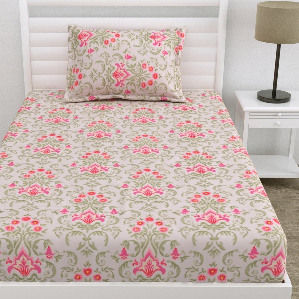 Flora Fantasia Ultra Soft Single Flat Microfiber Bedsheet, Pink - Bedsheets | haus & kinder