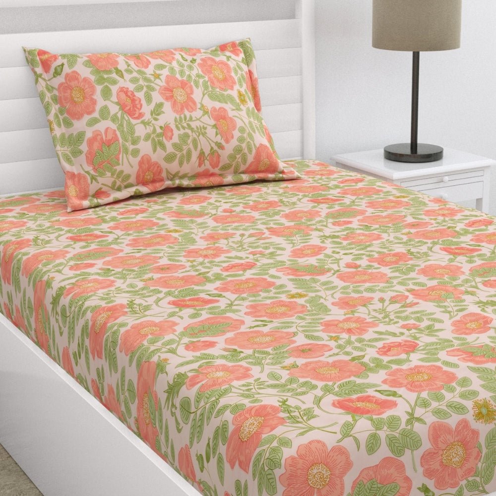 Twilight Florals Ultra Soft Single Flat Microfiber Bedsheet, Pink - Bedsheets | haus & kinder