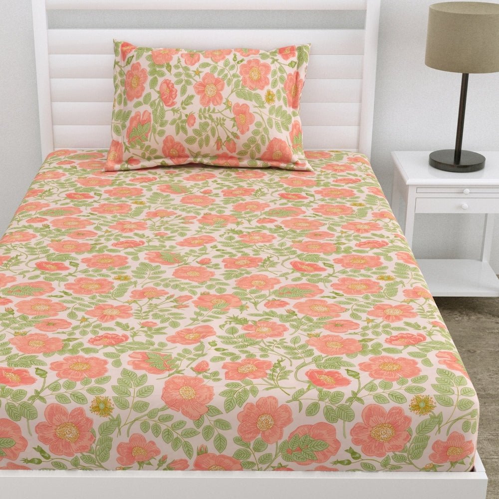Twilight Florals Ultra Soft Single Flat Microfiber Bedsheet, Pink - Bedsheets | haus & kinder