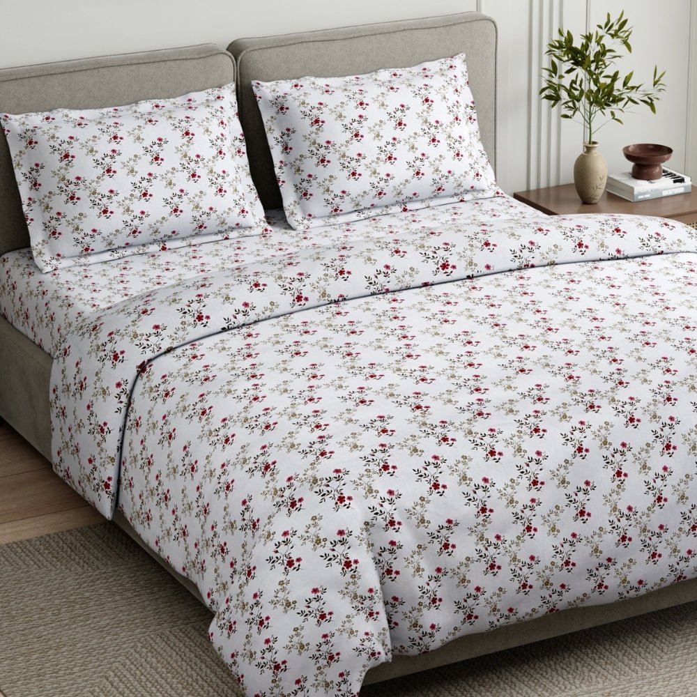 Belle Fleur 100% Cotton Double Flat Bedsheet, 144 TC - Bedsheets | haus & kinder