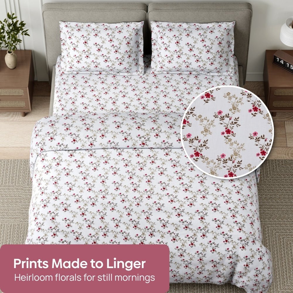Belle Fleur 100% Cotton Double Flat Bedsheet, 144 TC - Bedsheets | haus & kinder