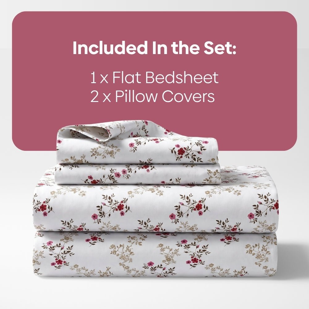 Belle Fleur 100% Cotton Double Flat Bedsheet, 144 TC - Bedsheets | haus & kinder