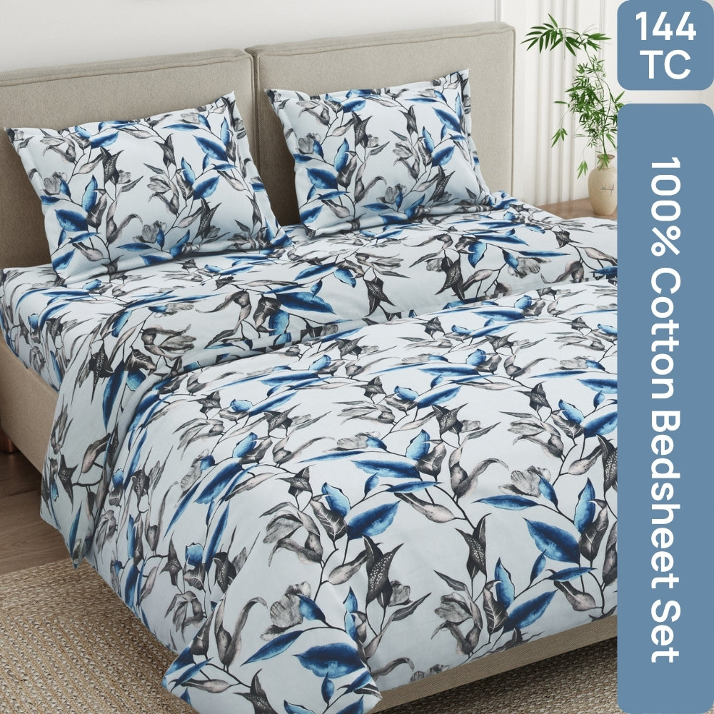 Florence Grove 100% Cotton Double Flat Bedsheet, 144 TC