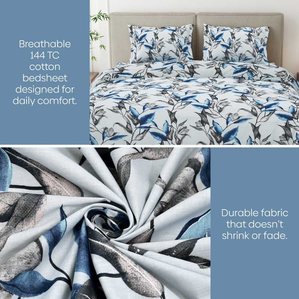 Florence Grove 100% Cotton Double Flat Bedsheet, 144 TC