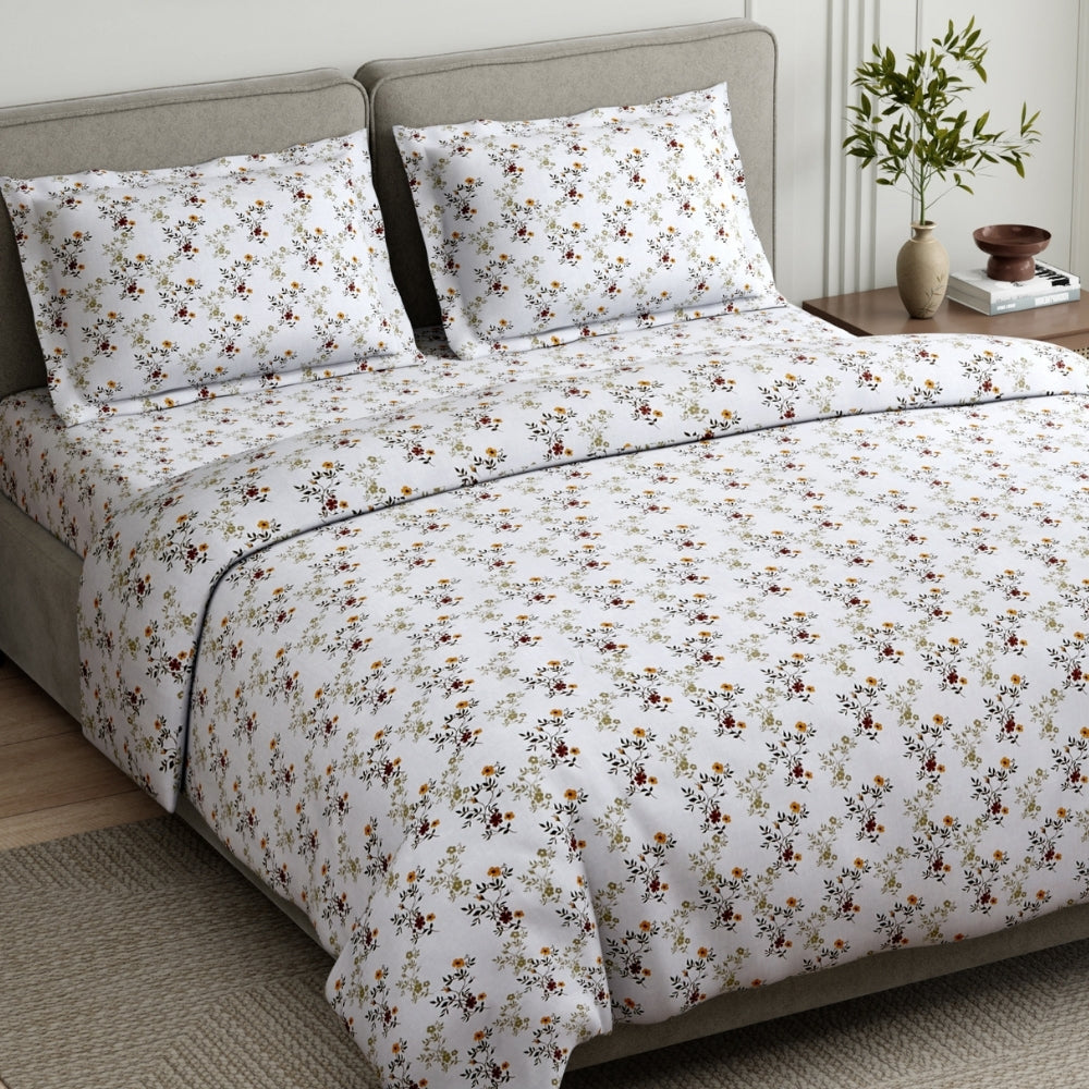 Secret Garden 100% Cotton Double Flat Bedsheet, 144 TC
