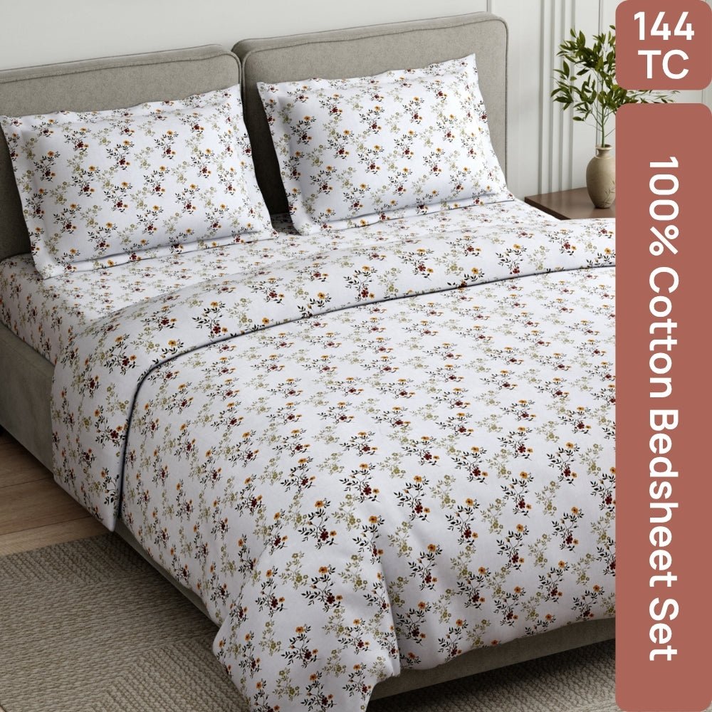 Secret Garden 100% Cotton Double Flat Bedsheet, 144 TC - Bedsheets | haus & kinder