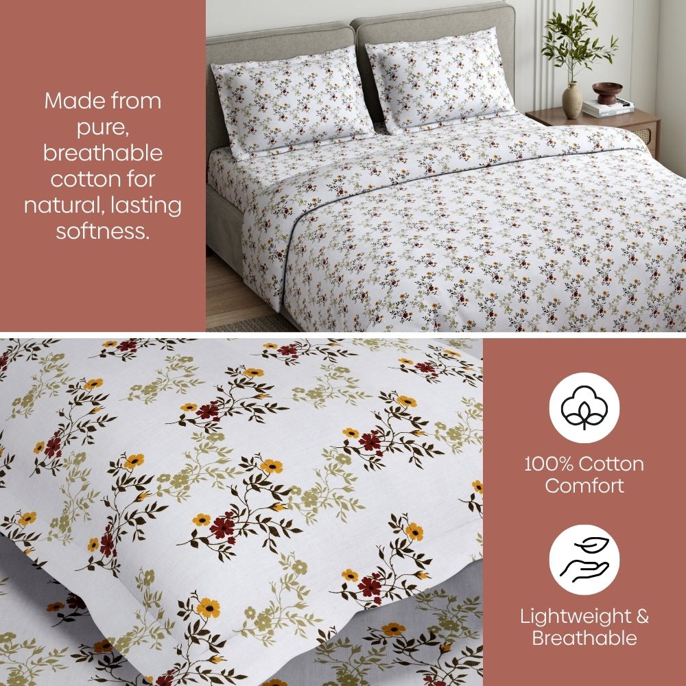 Secret Garden 100% Cotton Double Flat Bedsheet, 144 TC - Bedsheets | haus & kinder