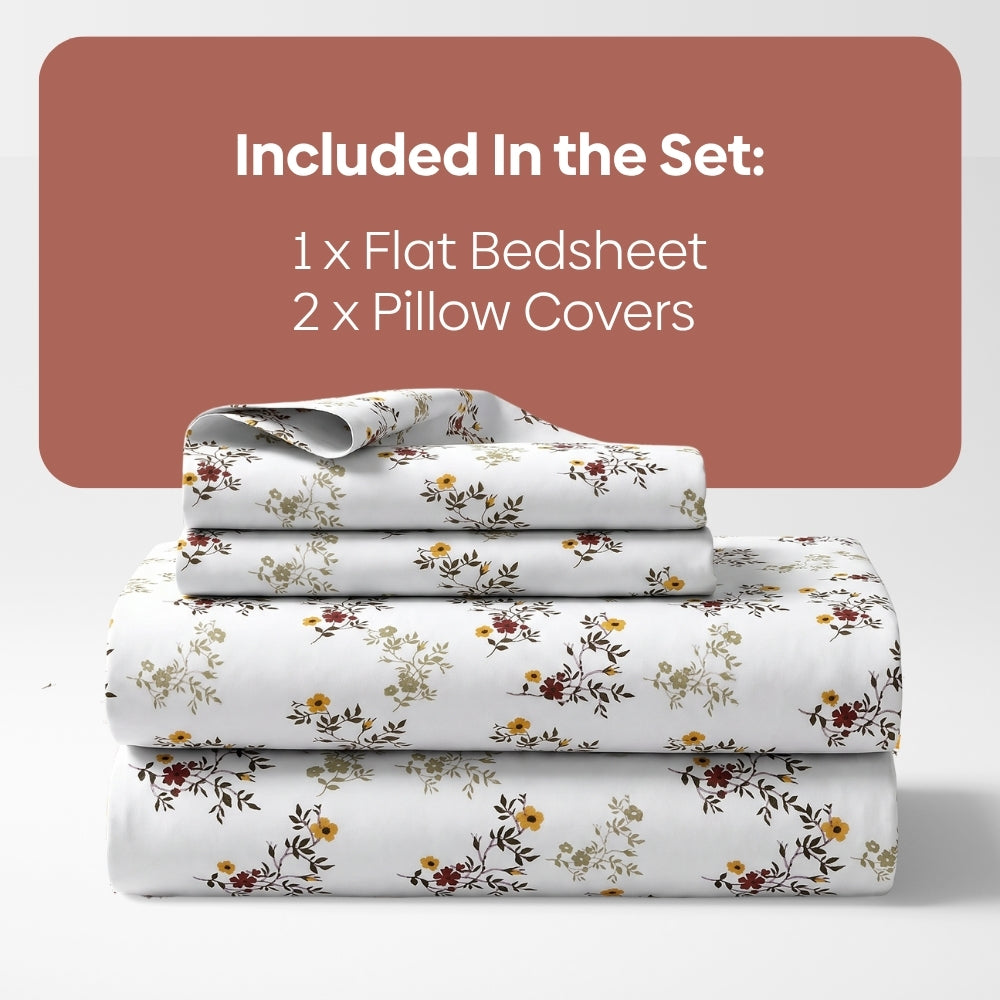 Secret Garden 100% Cotton Double Flat Bedsheet, 144 TC