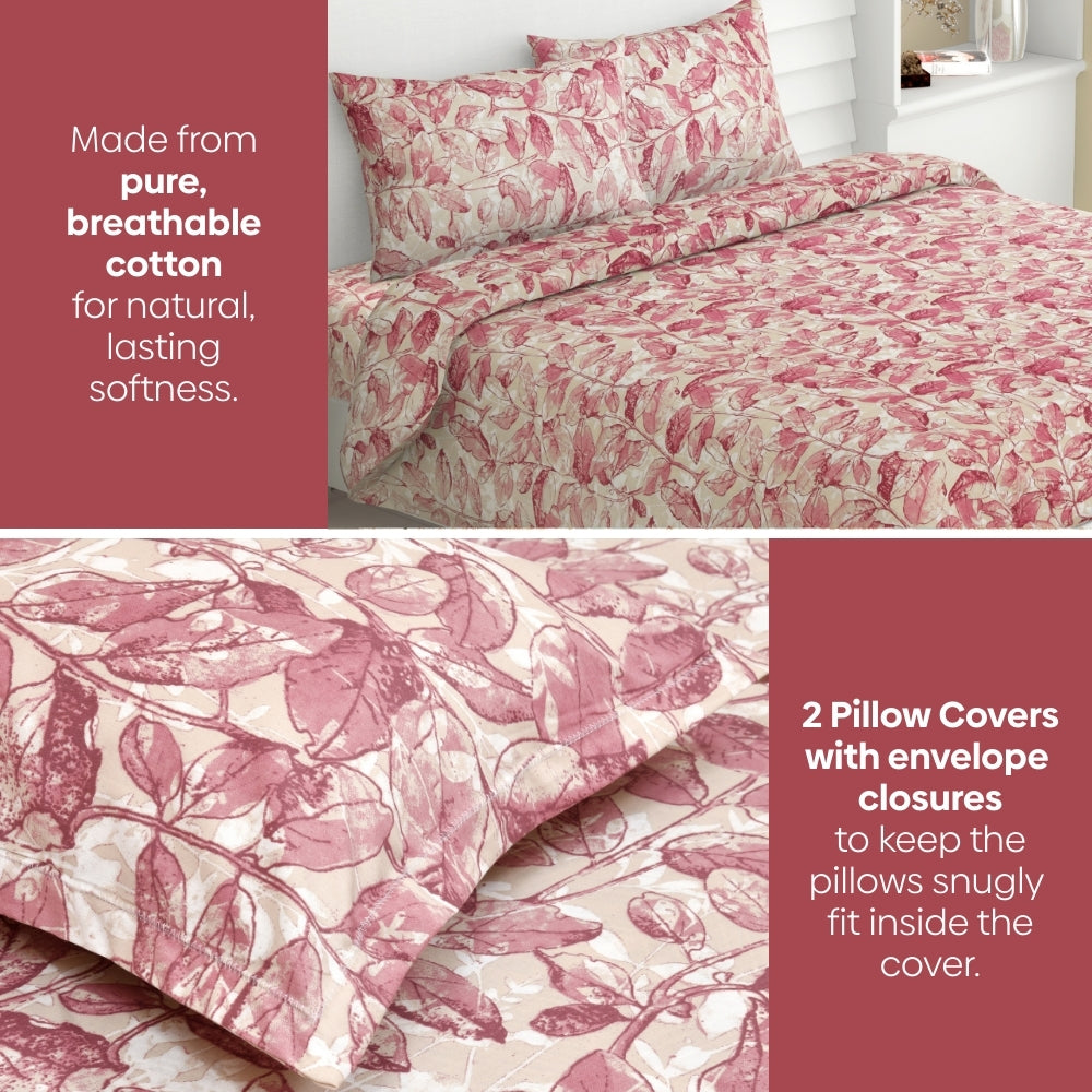 Leafy Oasis, 100% Cotton Double Size Bedsheet, 186 TC