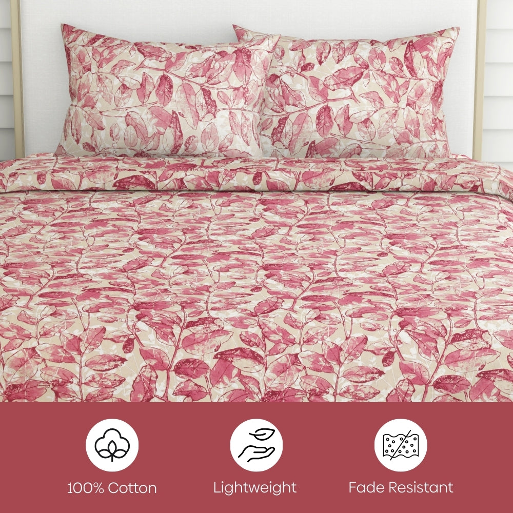 Leafy Oasis, 100% Cotton Double Size Bedsheet, 186 TC