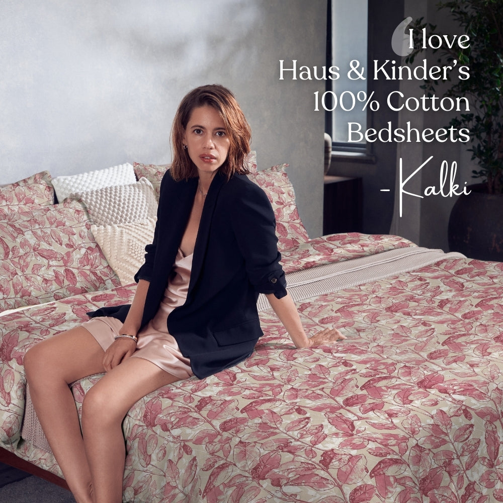 Leafy Oasis, 100% Cotton Double Size Bedsheet, 186 TC