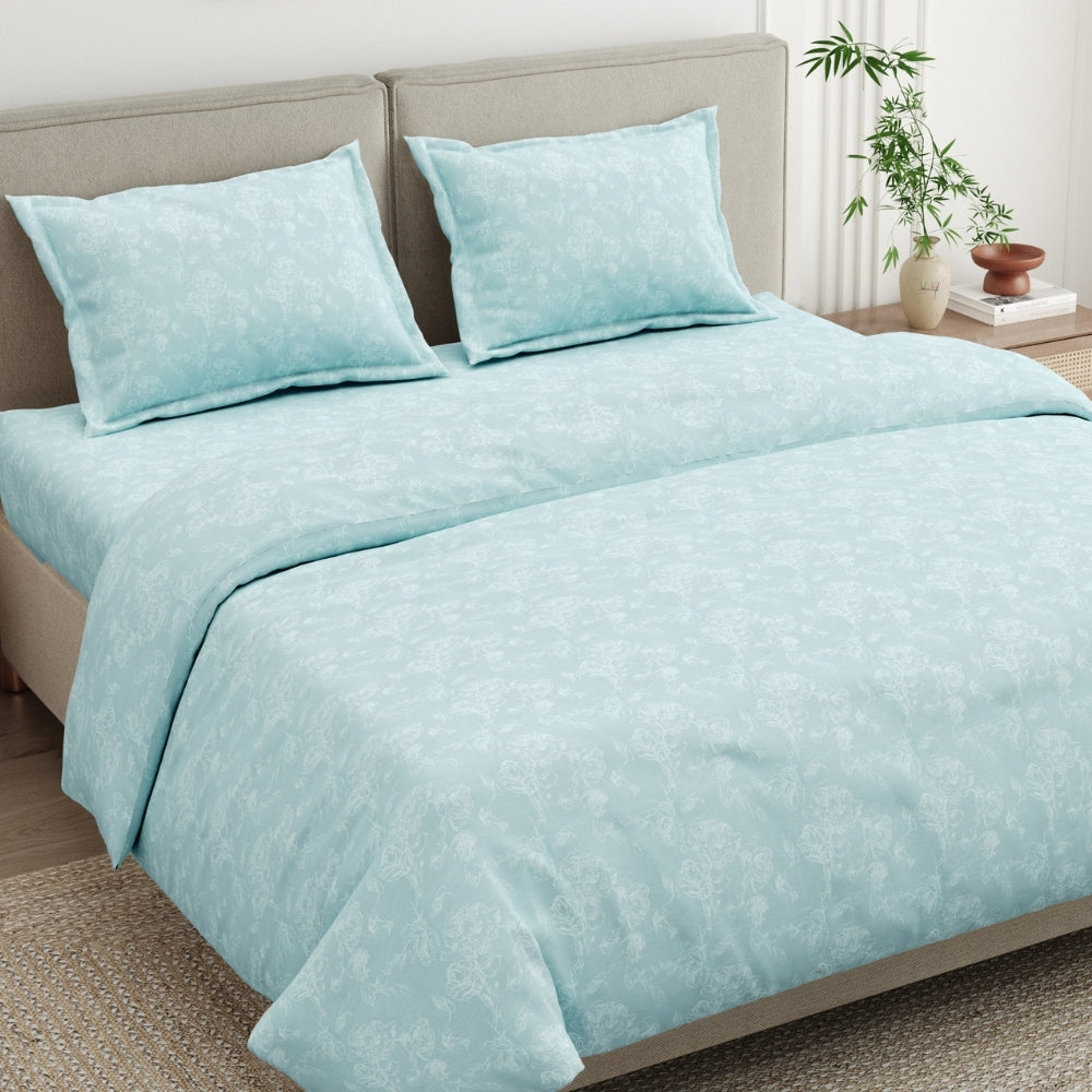 Ashen Blossom 100% Cotton King Size Bedsheet, 300 TC