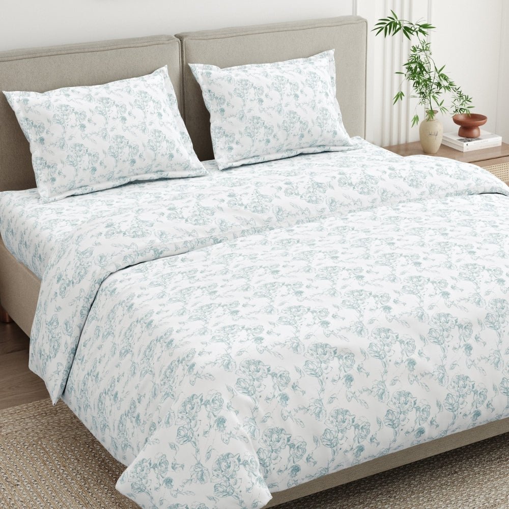 Luna Rose 100% Cotton King Size Bedsheet, 300 TC - Bedsheets | haus & kinder